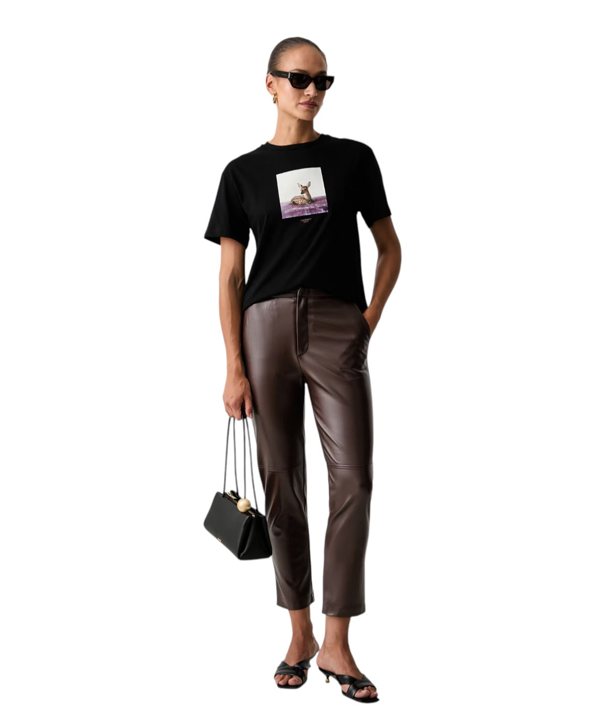 Pantalons femme Twinset en similicuir taille haute
