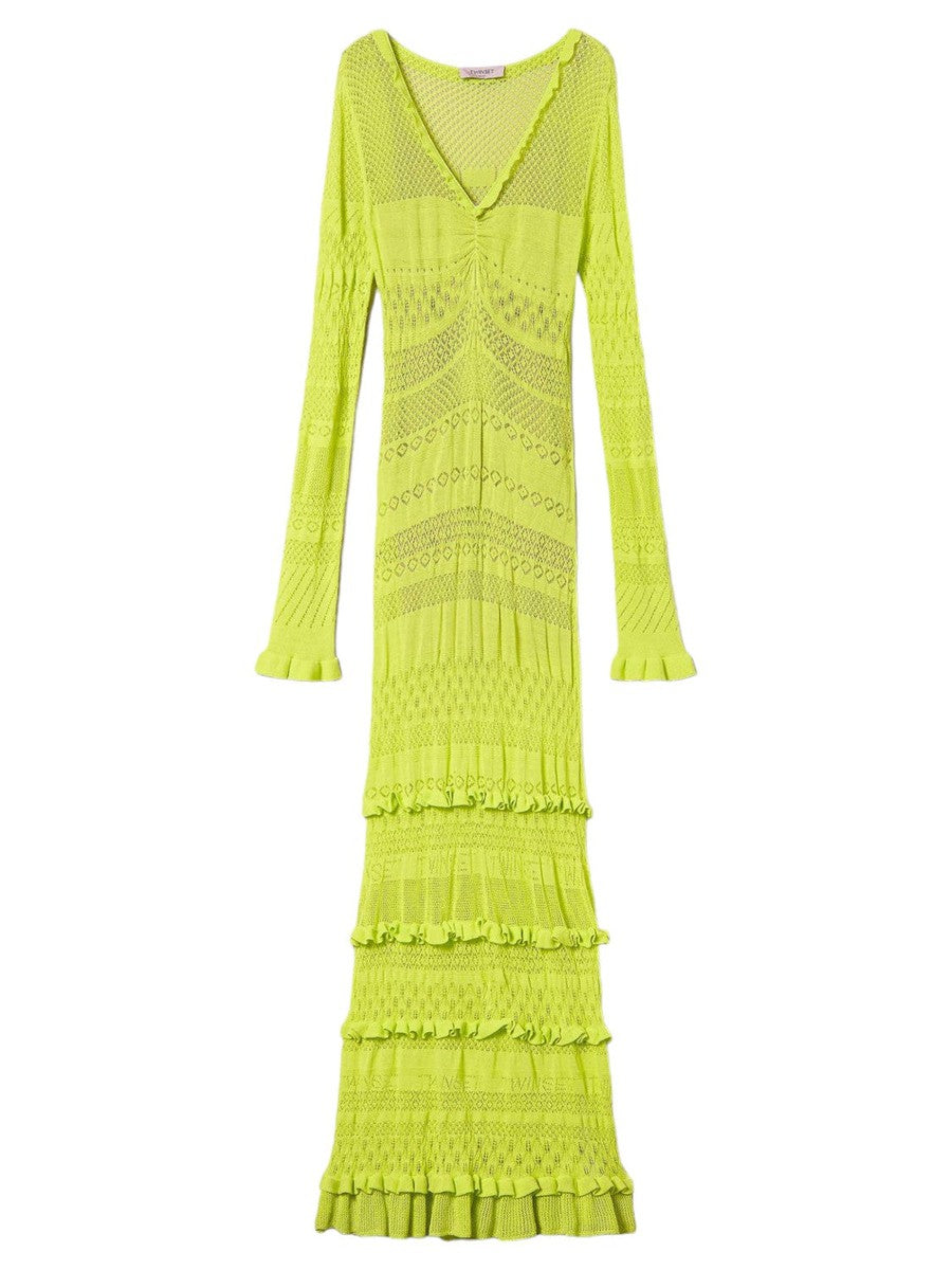 Abito lungo fitted in maglia traforata-Twinset-Abiti-Vittorio Citro Boutique