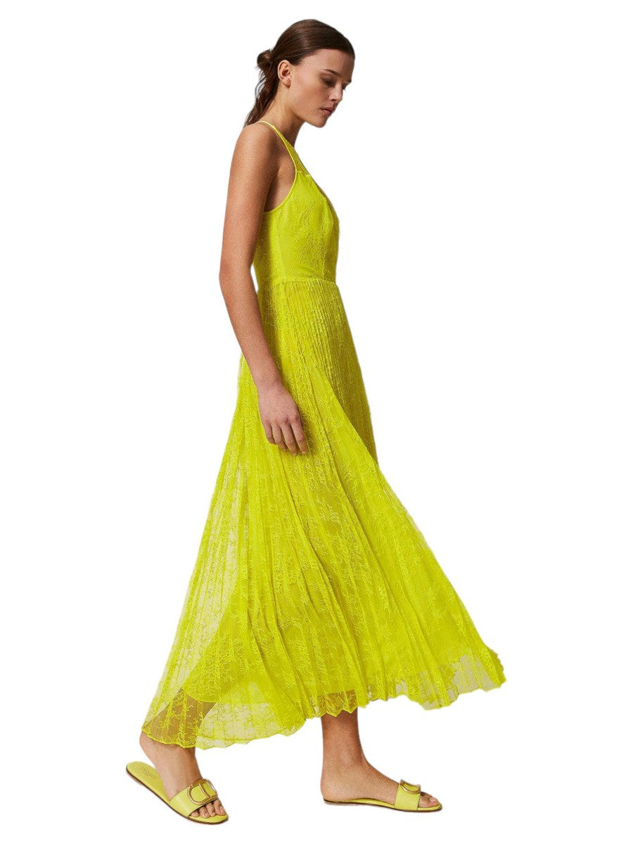 Abito lungo in georgette e pizzo-Twinset-Abiti-Vittorio Citro Boutique