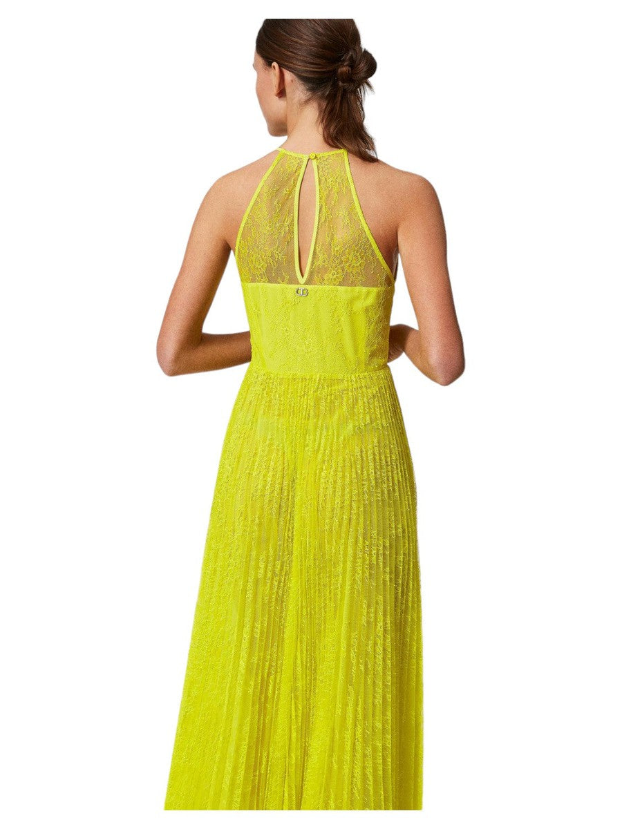 Abito lungo in georgette e pizzo-Twinset-Abiti-Vittorio Citro Boutique