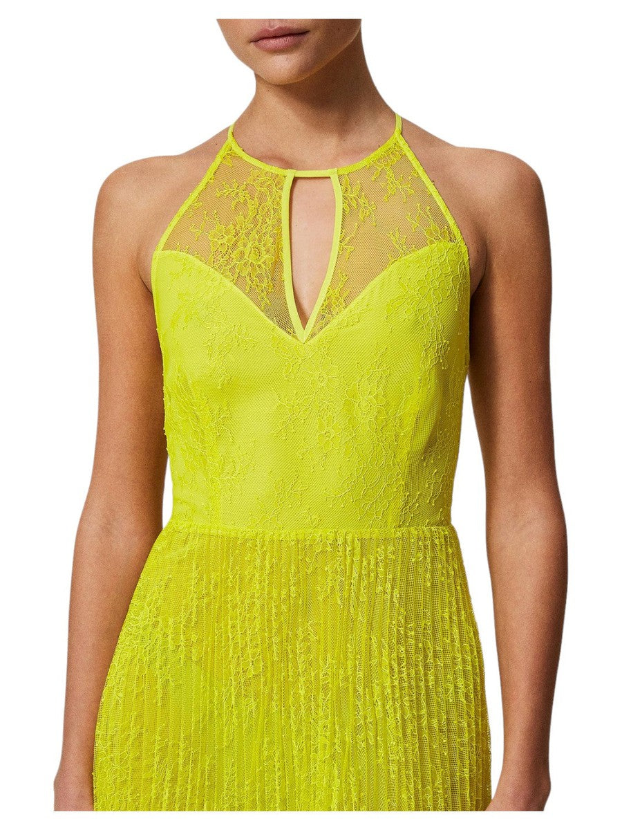 Abito lungo in georgette e pizzo-Twinset-Abiti-Vittorio Citro Boutique