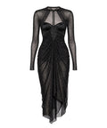 GCDS Robe drapée Sparkling noire avec cristaux