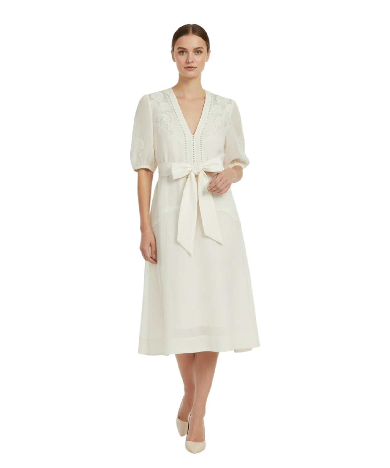 Abito Corto Twinset con Inserti in Pizzo e Cintura