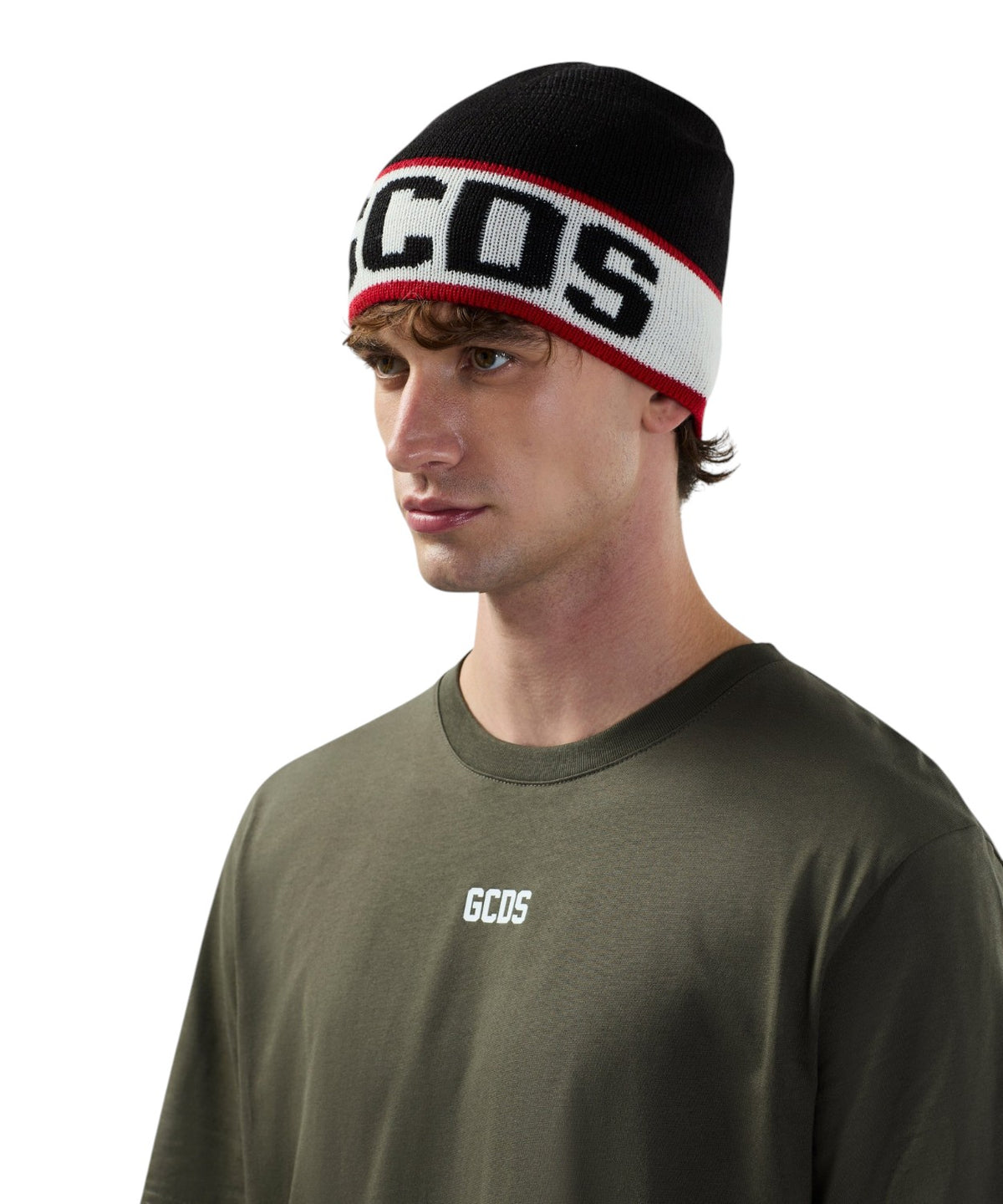 Bonnet GCDS en mélange de laine mérinos avec maxi logo