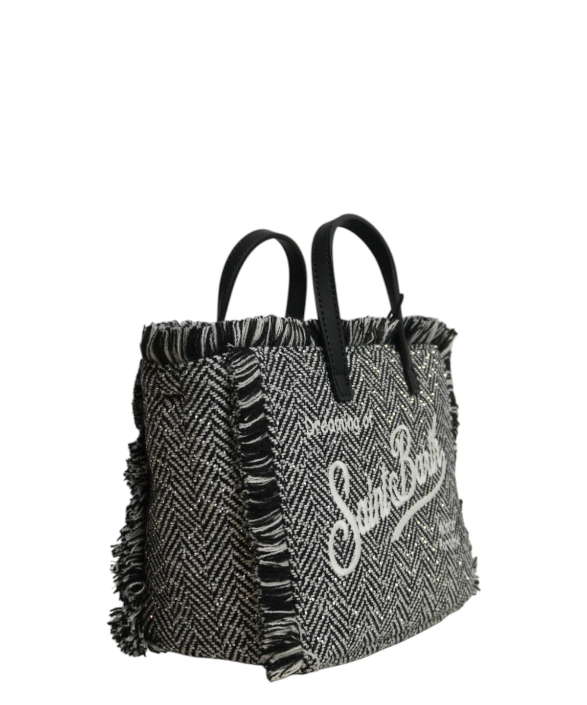 Mini-sac Vanity en laine chevron ornée de strass