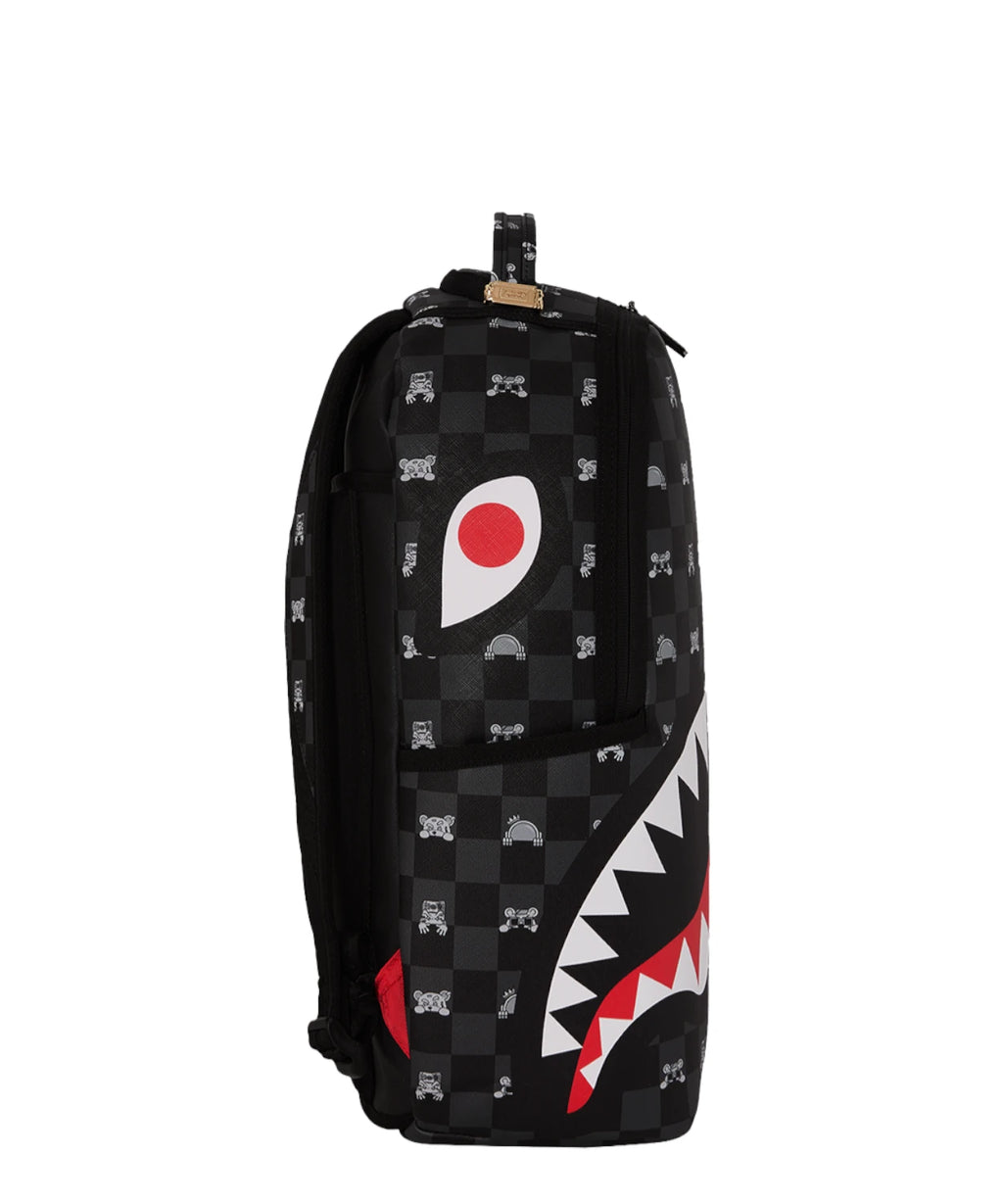 Sac à dos Sprayground Gris Personnage Curieux Requin à Carreaux