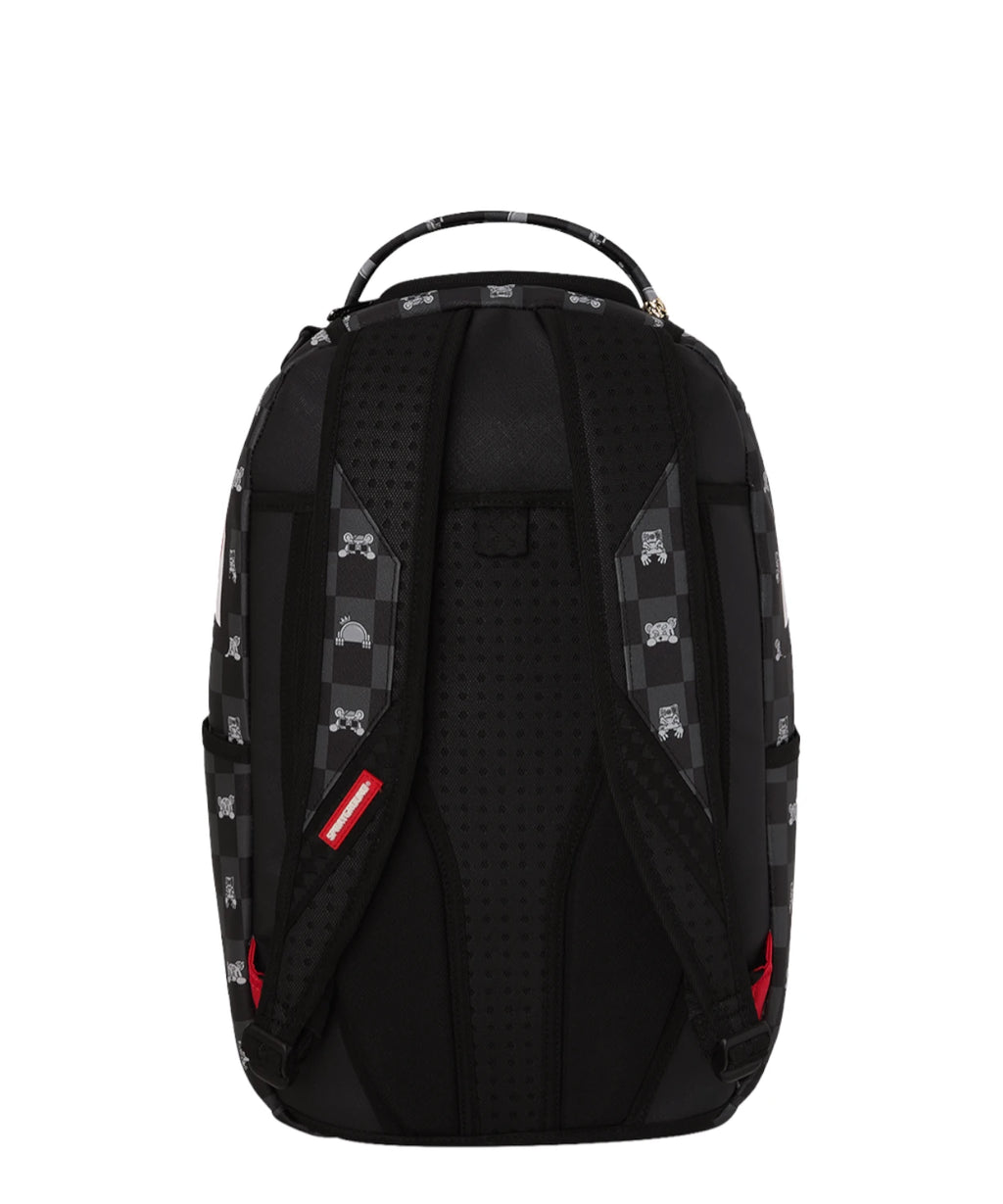 Sac à dos Sprayground Gris Personnage Curieux Requin à Carreaux
