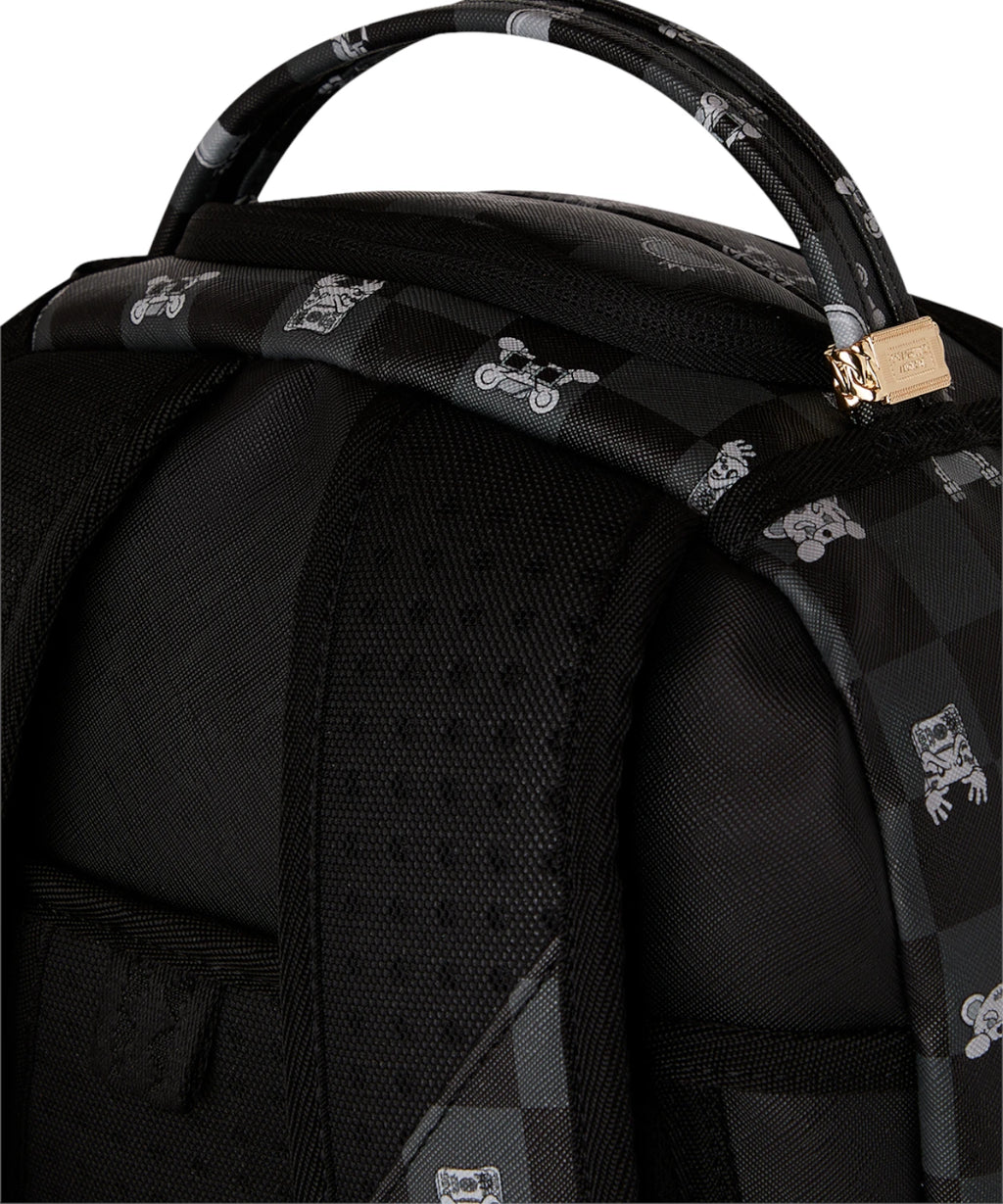 Sac à dos Sprayground Gris Personnage Curieux Requin à Carreaux