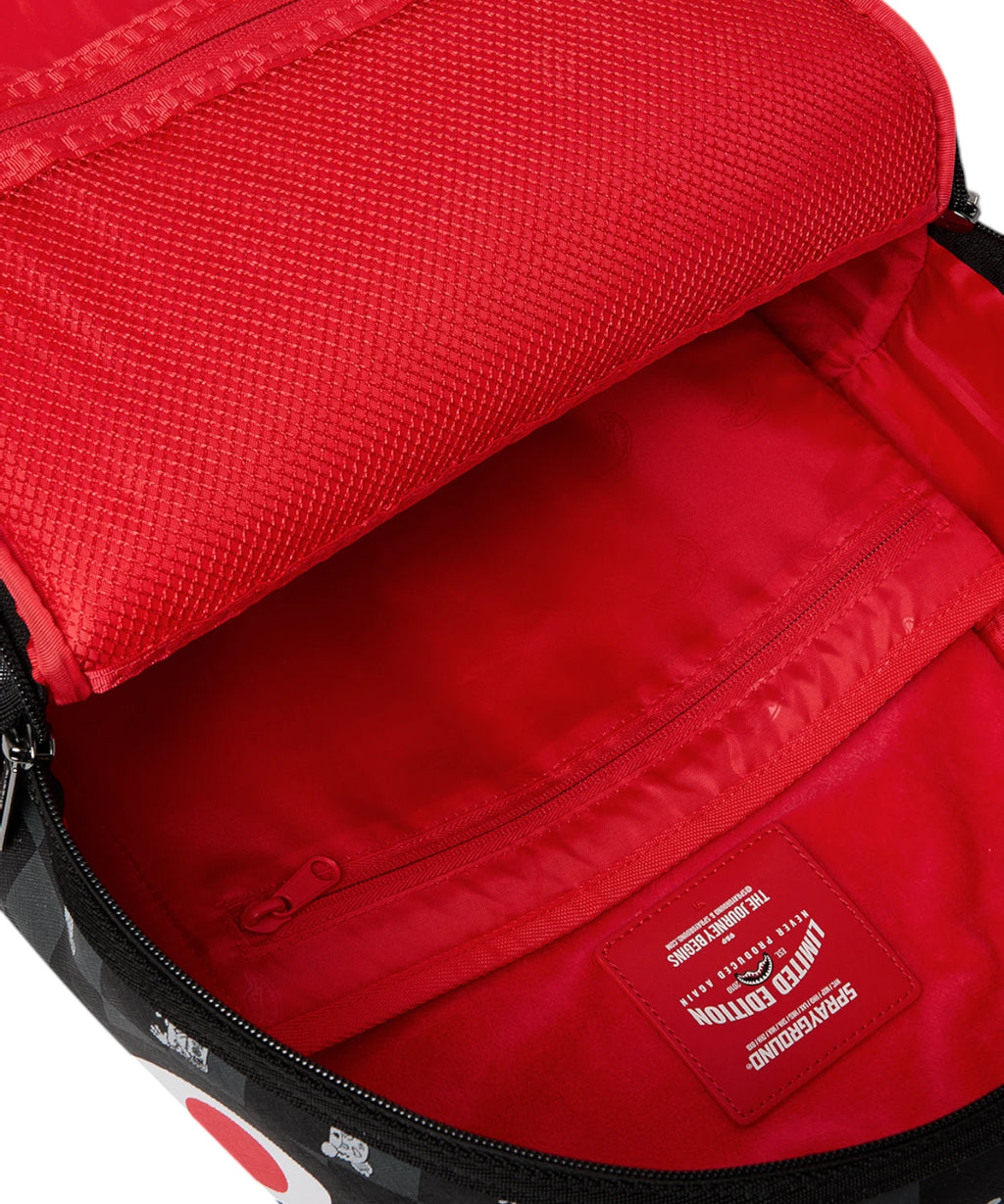 Sac à dos Sprayground Gris Personnage Curieux Requin à Carreaux