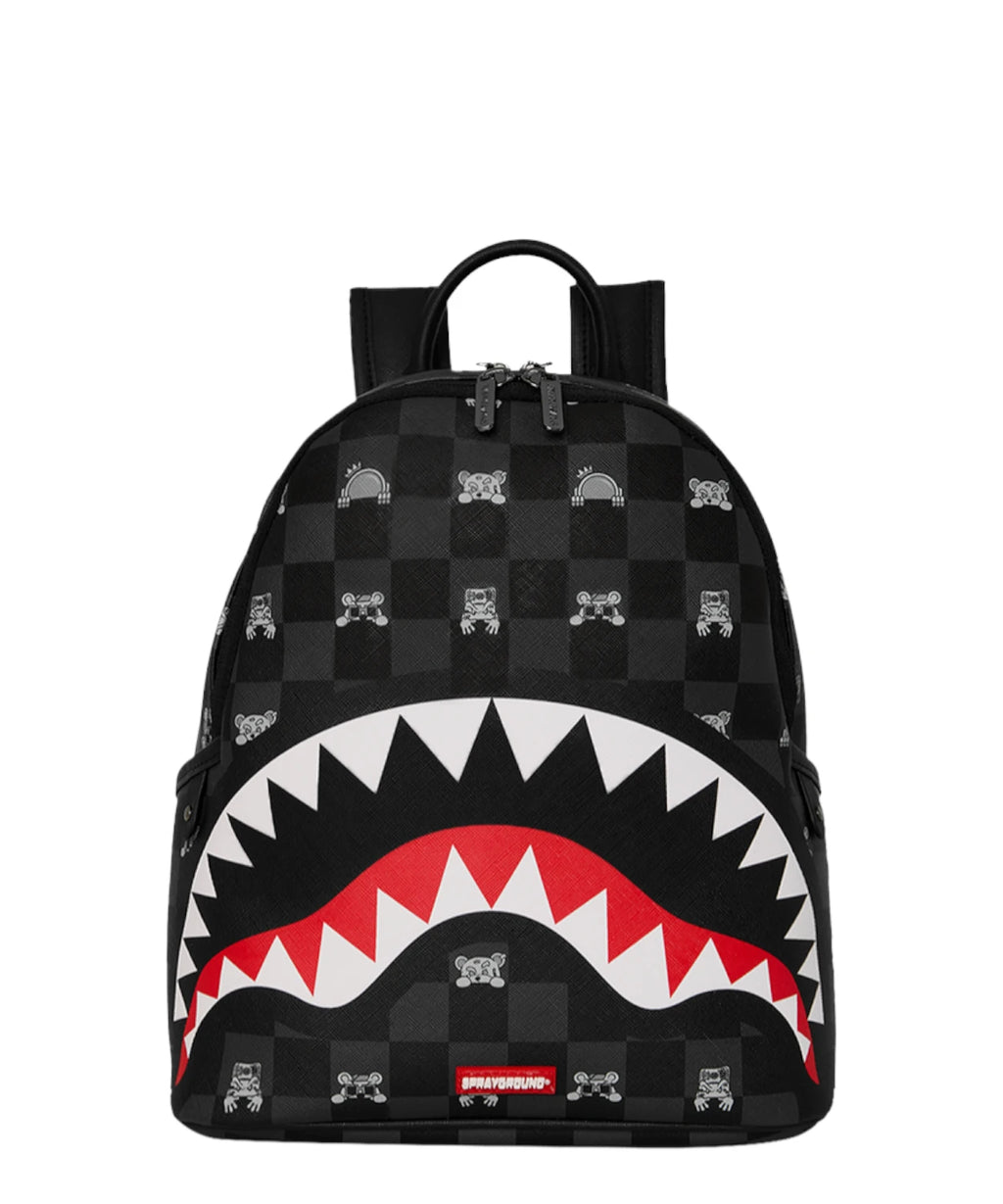 Sac à dos Sprayground Gris Personnage Curieux Check Shark
