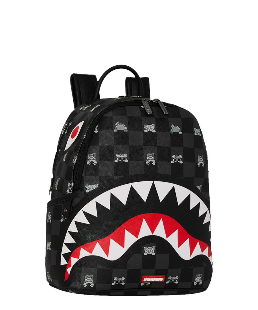 Sac à dos Sprayground Gris Personnage Curieux Check Shark