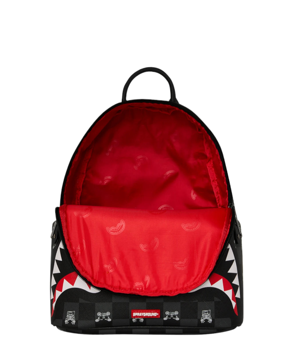 Sac à dos Sprayground Gris Personnage Curieux Check Shark