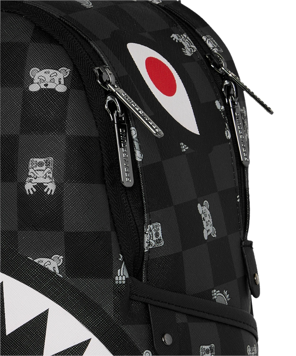 Sac à dos Sprayground Gris Personnage Curieux Check Shark
