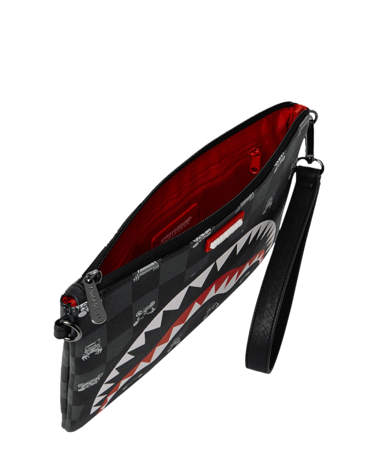 Sprayground crossbody pochette con grafica shark