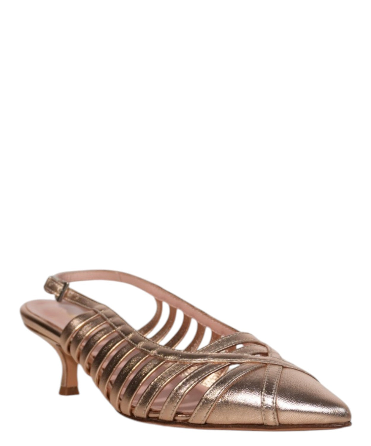 Slingback femme élégant en cuir laminé avec tressage