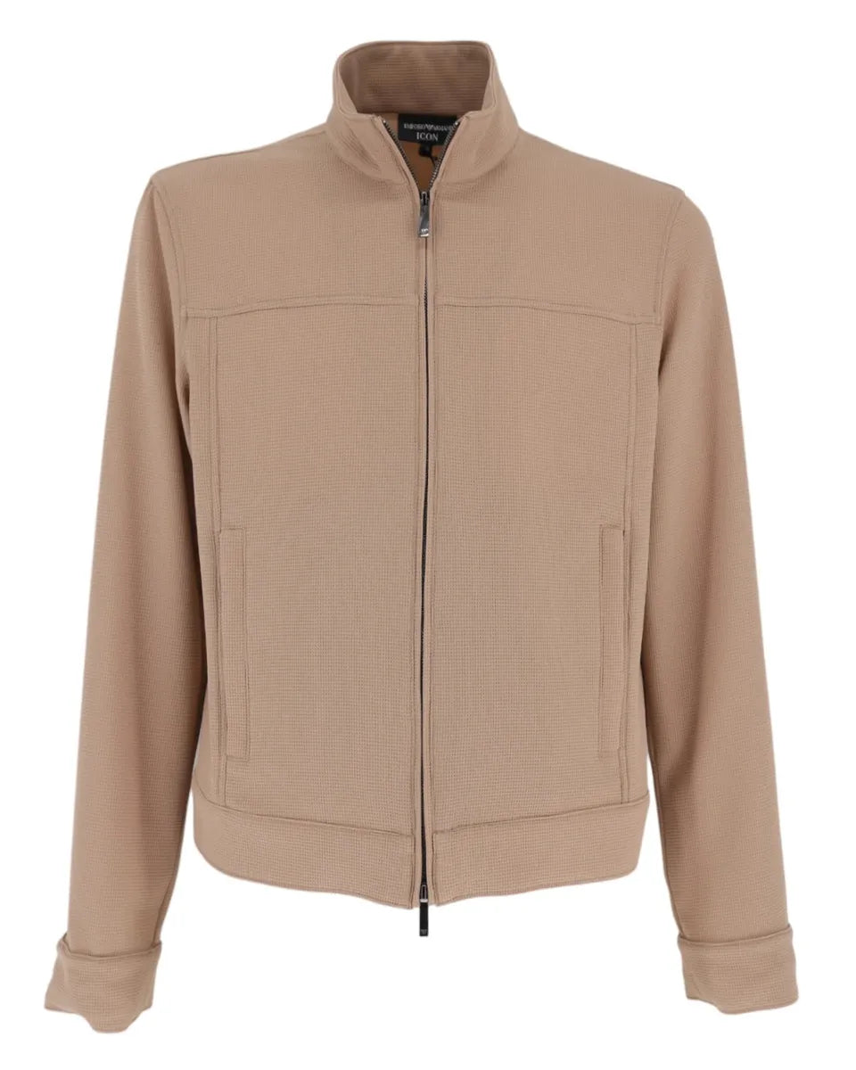 Blouson Full Zip Icon in Jersey Crepe con Effetto Piquet-Emporio Armani-Giacche-Vittorio Citro Boutique