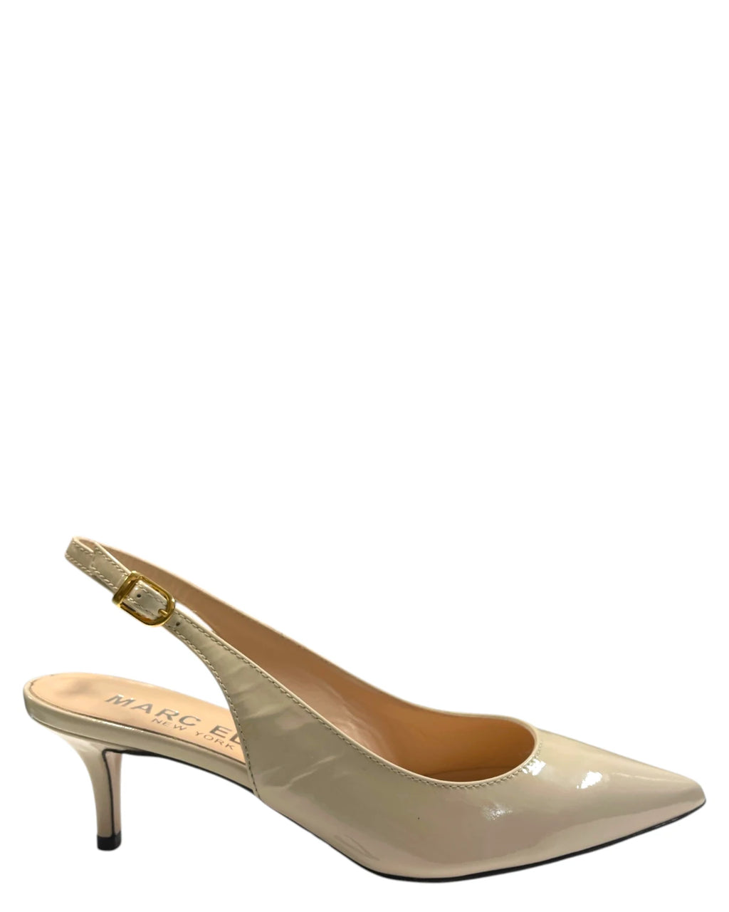 Marc Ellis Slingback Femme en Vernis Beige avec Talon Bas