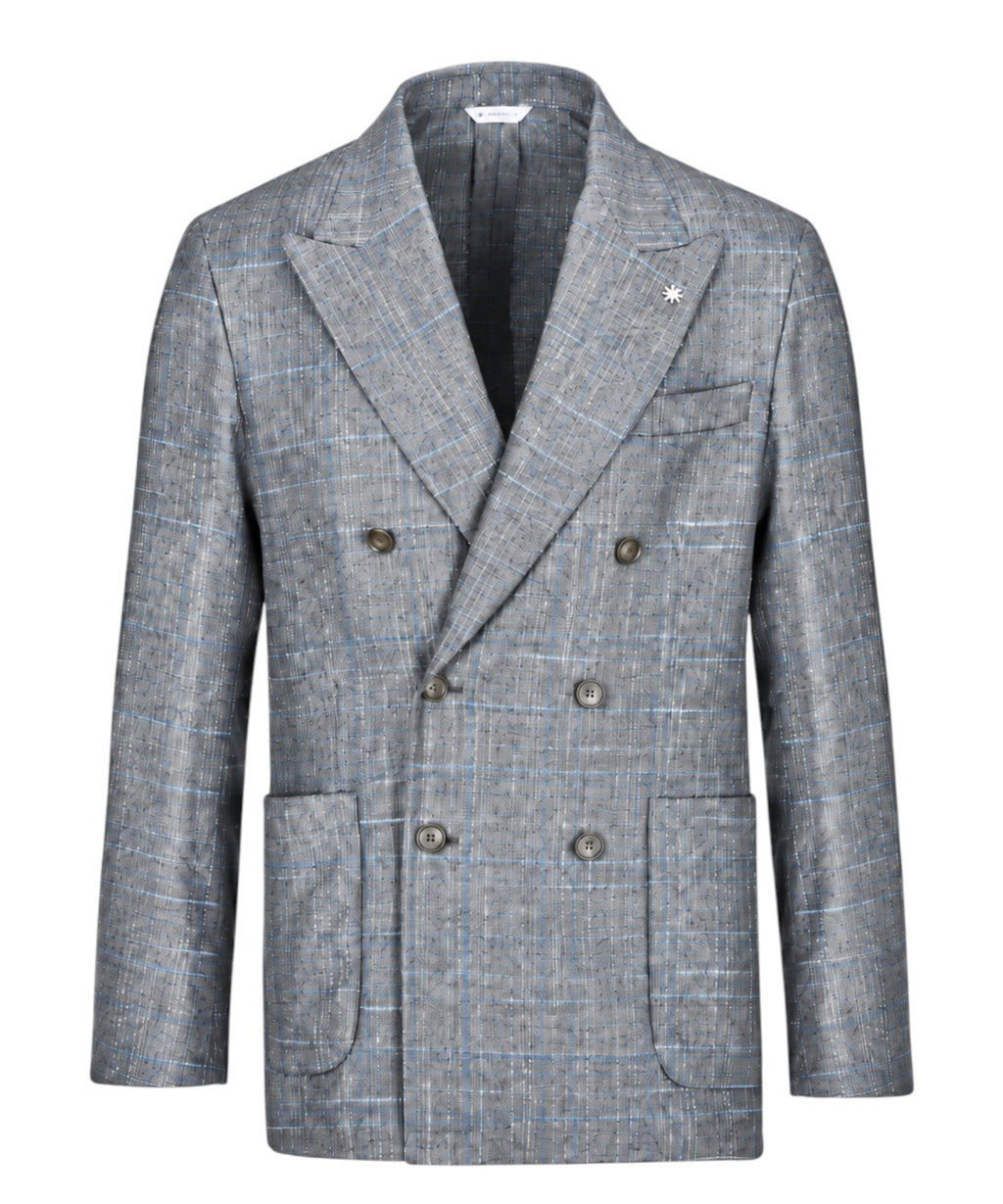 Veste Homme NUVOLA croisée à carreaux en mélange de laine bouclé