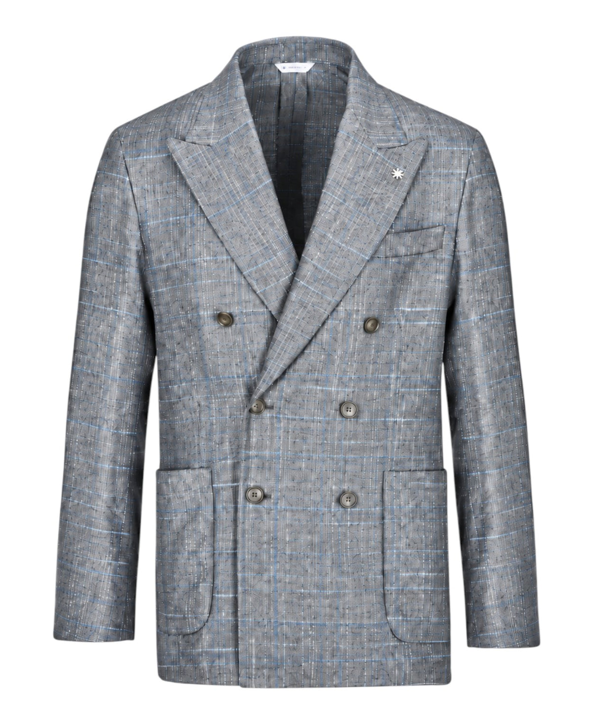 Veste Homme NUVOLA croisée à carreaux en mélange de laine bouclé