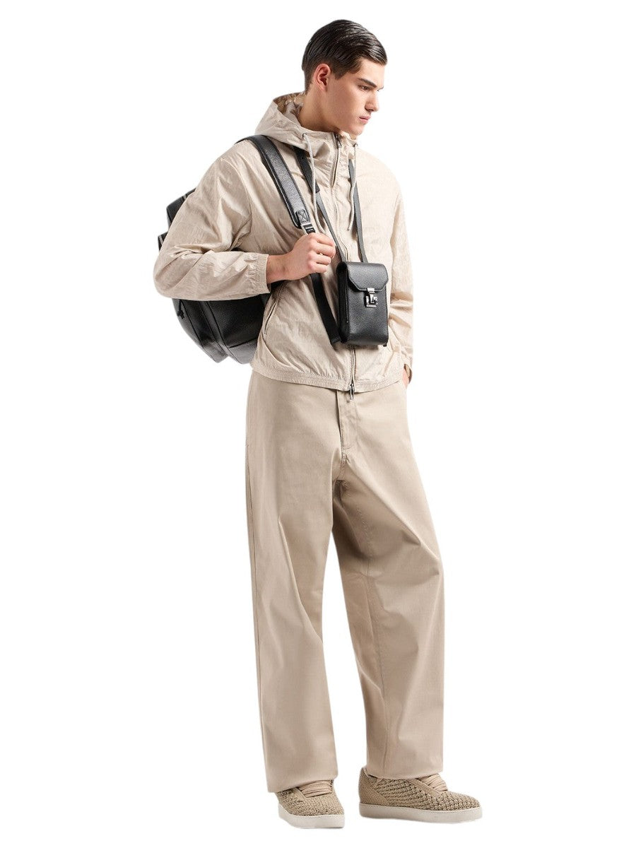 Blouson con cappuccio e zip in nylon light jacquard lettering all over-Emporio Armani-Giacche-Vittorio Citro Boutique