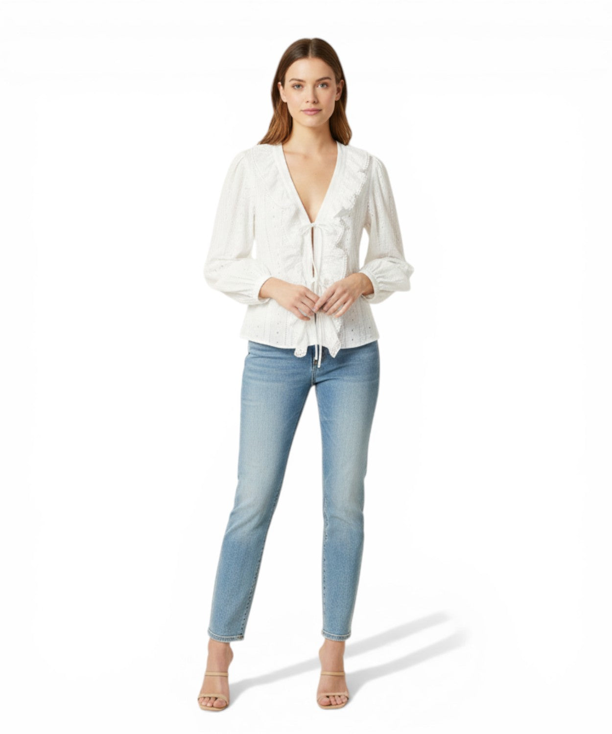 Blouse MC2 Saint Barth en dentelle sangallo avec liens