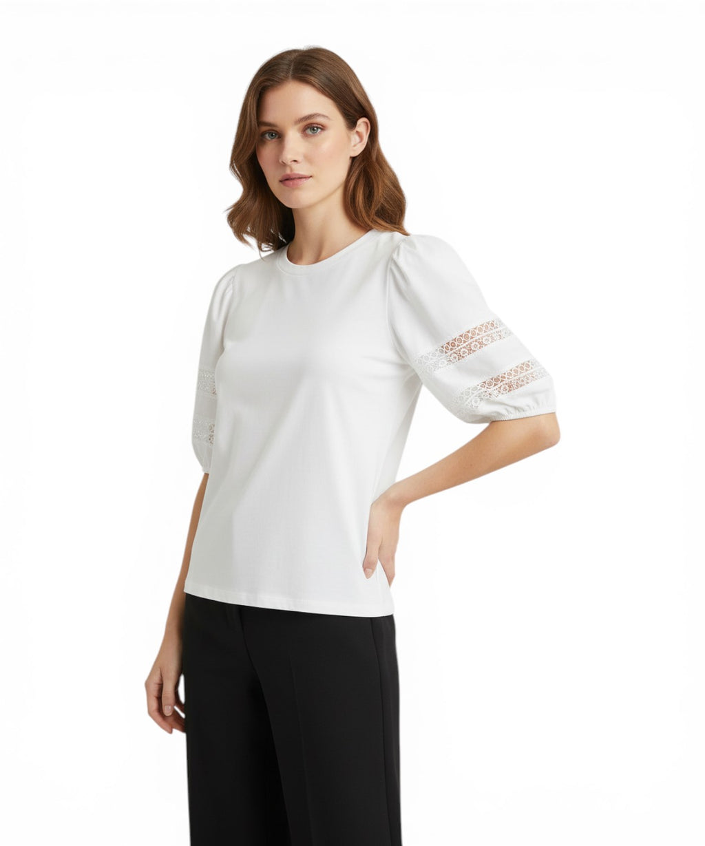 T-shirt Twinset en dentelle avec manches ballon