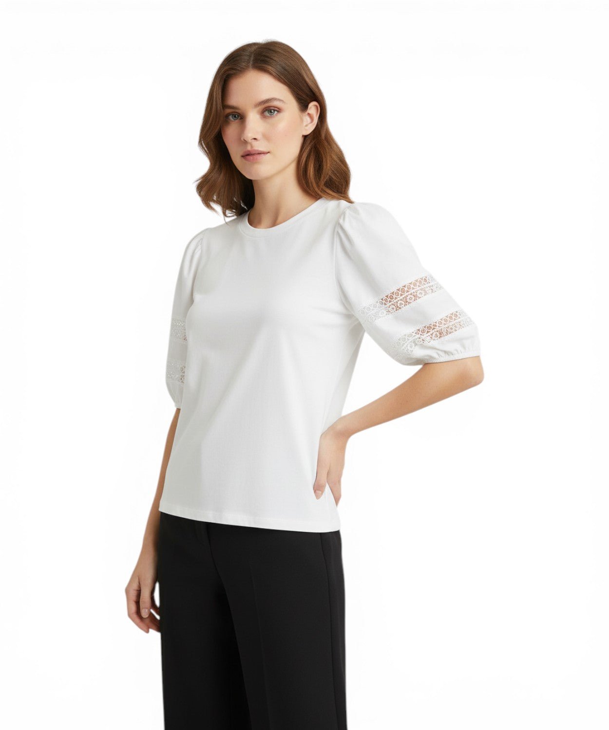 T-shirt Twinset en dentelle avec manches ballon