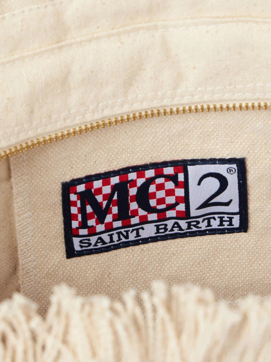 Borsa a Mano Colette in Tela Bianca con Logo Blu Navy-Mc2 Saint Barth-Borse a mano-Vittorio Citro Boutique