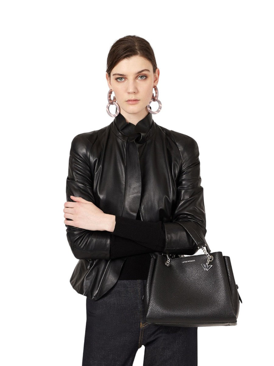 Borsa a Mano Effetto Palmellato con Charm Aquila: Eleganza Quotidiana-Emporio Armani-Borse a mano-Vittorio Citro Boutique