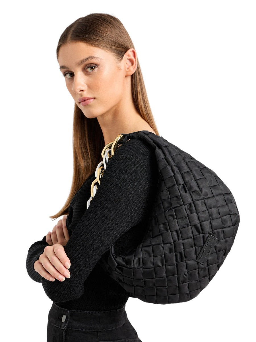 Borsa Hobo in Nylon con Manico a Catena-Emporio Armani-Borsette-Vittorio Citro Boutique