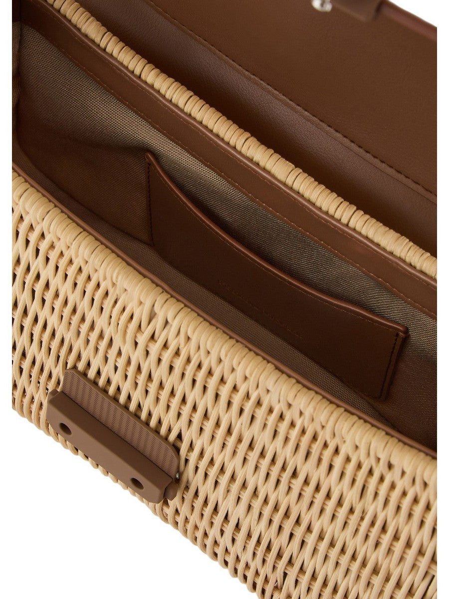 Borsa a spalla baguette in midollino-Emporio Armani-Borse a spalla-Vittorio Citro Boutique