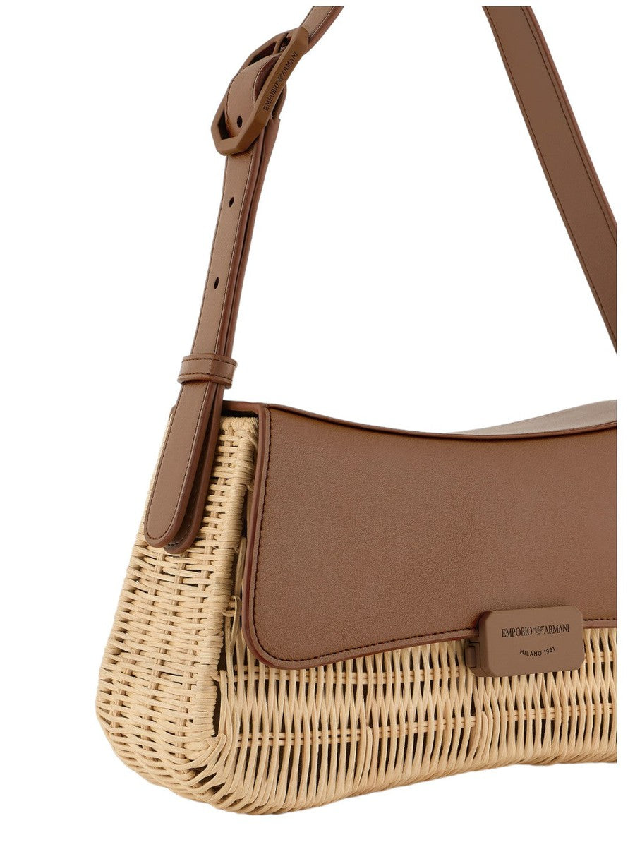 Borsa a spalla baguette in midollino-Emporio Armani-Borse a spalla-Vittorio Citro Boutique