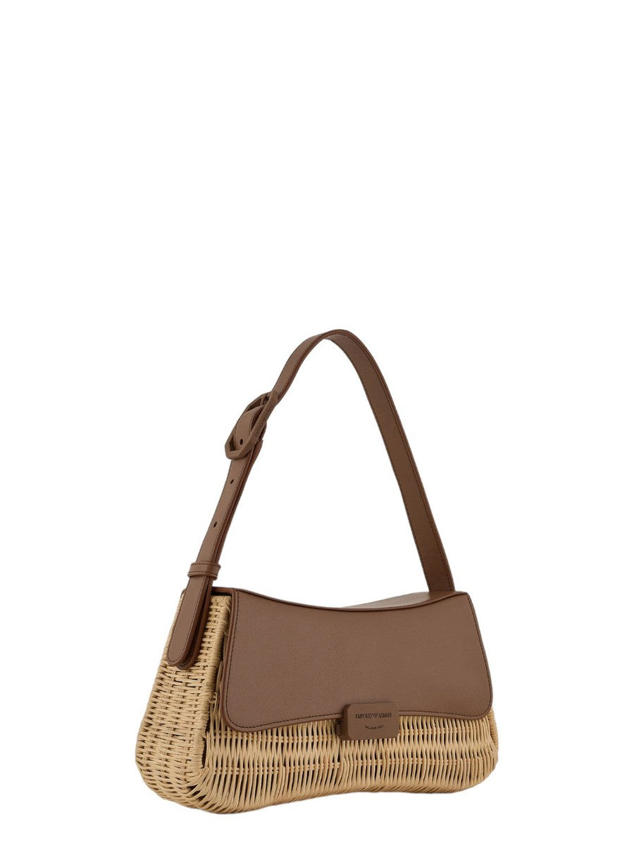 Borsa a spalla baguette in midollino-Emporio Armani-Borse a spalla-Vittorio Citro Boutique