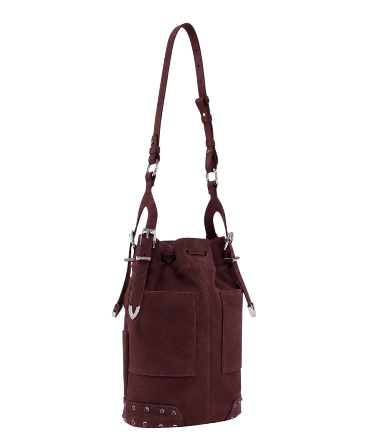 Mini sac seau Pinko en daim avec clous et bandoulière