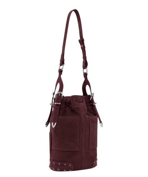 Mini sac seau Pinko en daim avec clous et bandoulière
