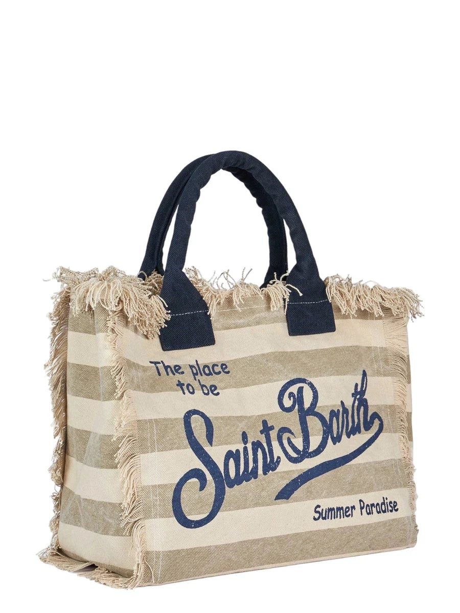 Borsa Tote Vanity a Righe in Tela di Cotone-Borse a mano-Mc2 Saint Barth-Vittorio Citro Boutique