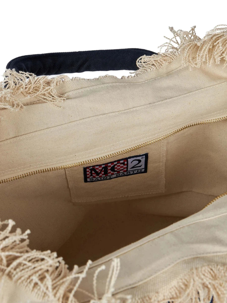 Borsa Tote Vanity in Tela di Cotone Bianco Sporco-Borse a mano-Mc2 Saint Barth-Vittorio Citro Boutique