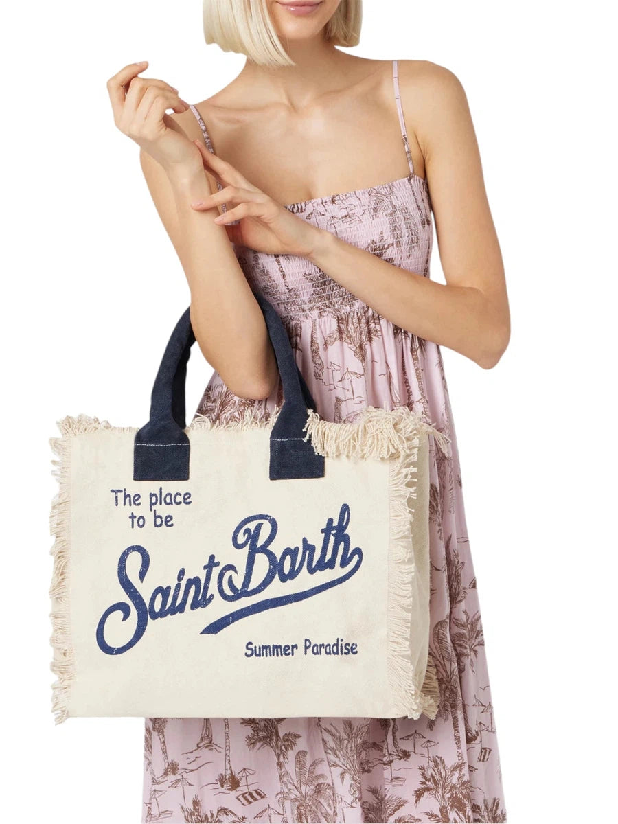 Borsa Tote Vanity in Tela di Cotone Bianco Sporco-Borse a mano-Mc2 Saint Barth-Vittorio Citro Boutique