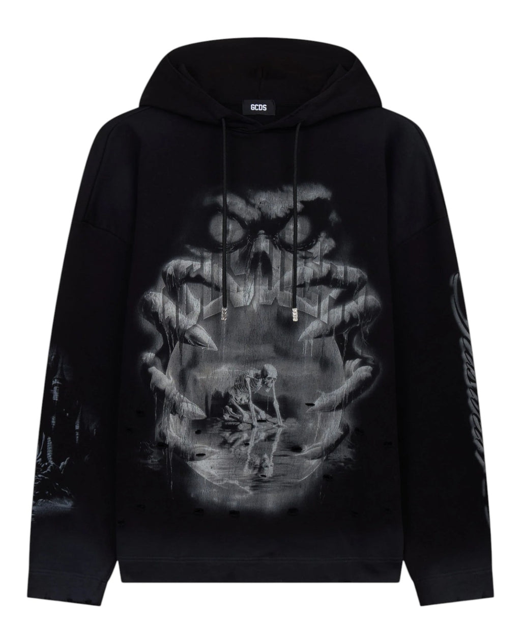 Sweat-shirt oversize Gothic à capuche avec imprimés graphiques