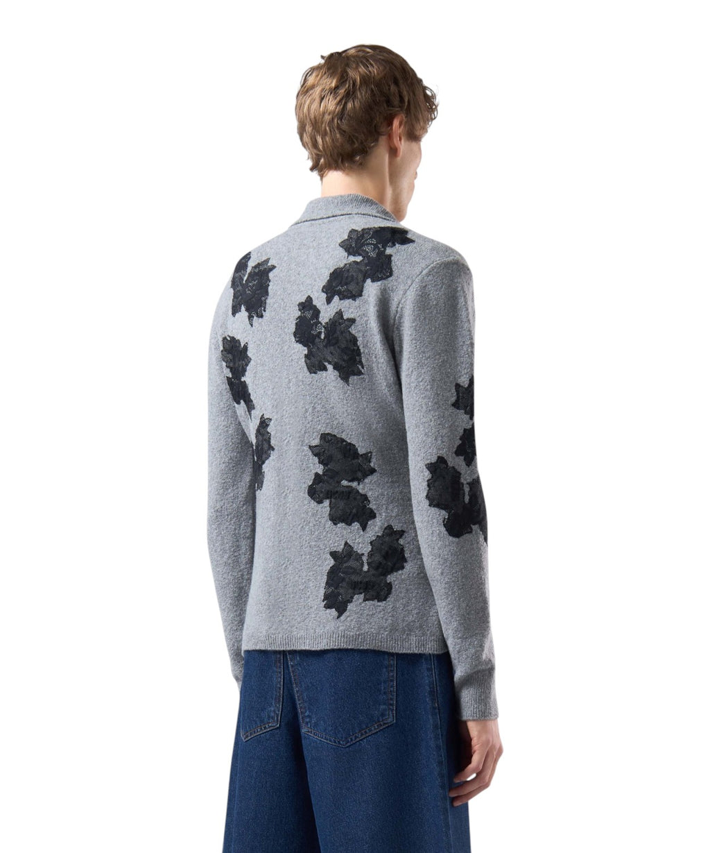 Polos GCDS brodé en laine douce avec des fleurs