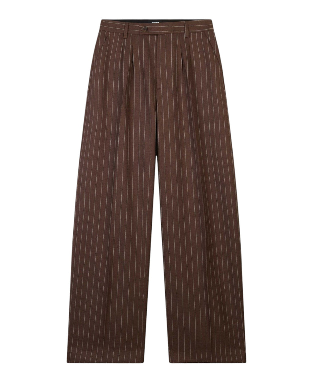 Pantalons Preppy avec logo en tissu flammé à fines rayures verticales