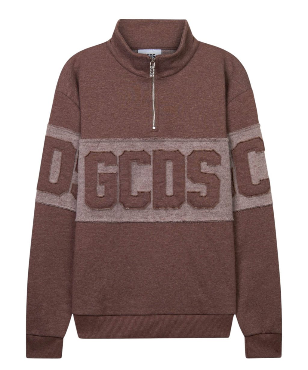 Sweat-shirt GCDS à demi-zip avec patch logo en relief