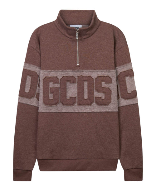 Sweat-shirt GCDS à demi-zip avec patch logo en relief