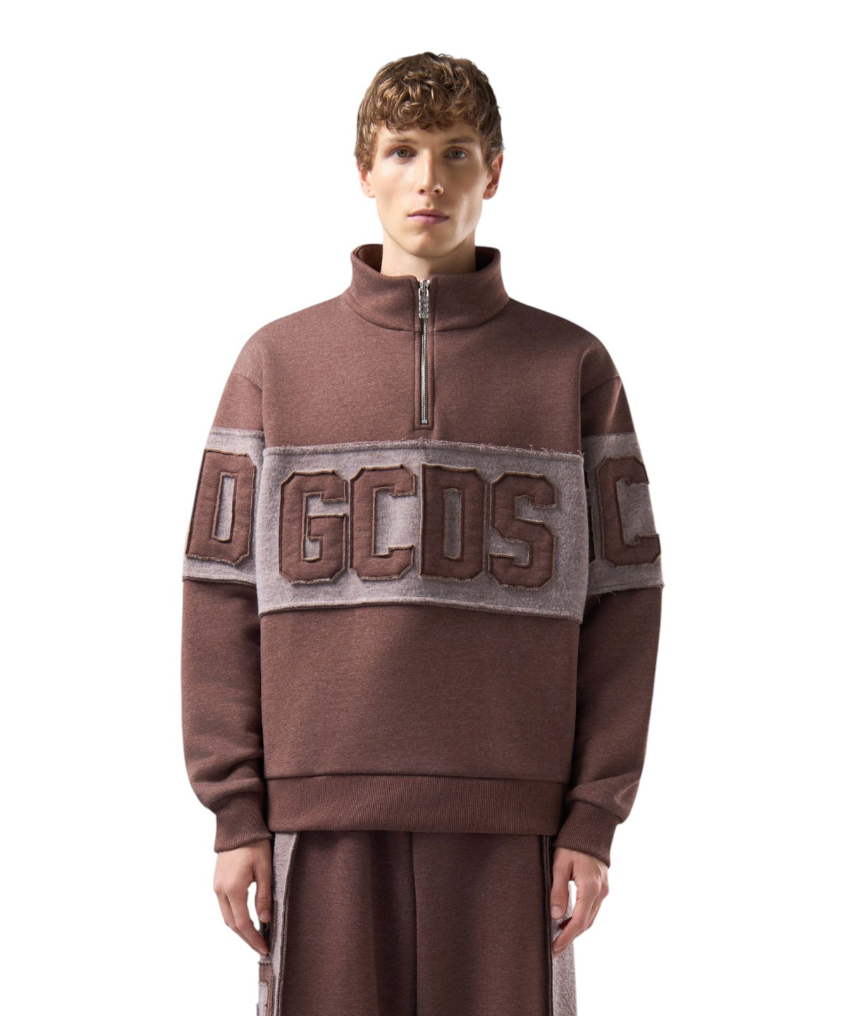 Sweat-shirt GCDS à demi-zip avec patch logo en relief