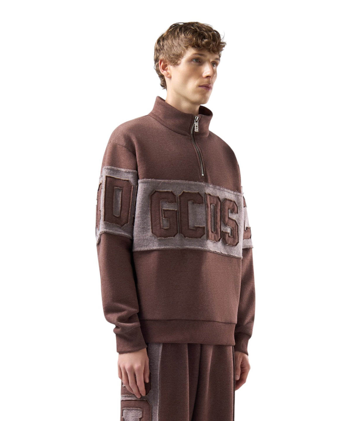Sweat-shirt GCDS à demi-zip avec patch logo en relief