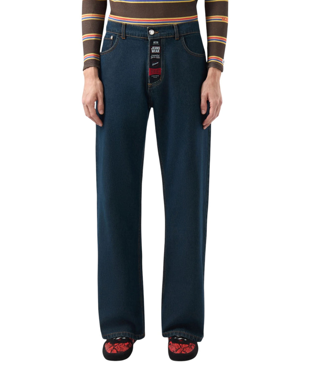 Jeans GCDS Workwear 5 poches Wide Leg en denim