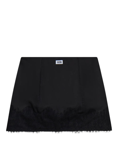 Minijupe femme GCDS en satin avec dentelle