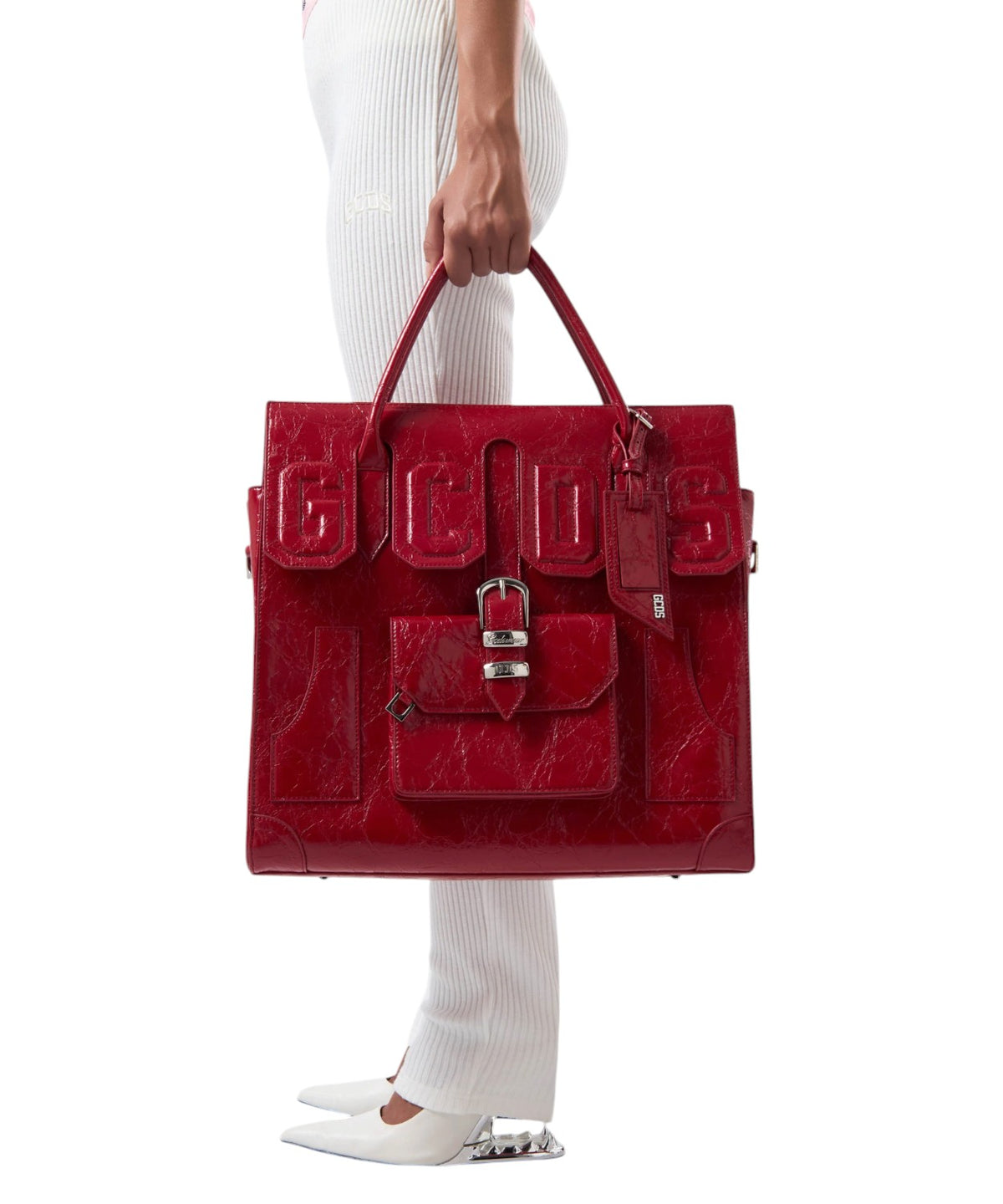 Sac GCDS Big Man à effet crocodile avec maxi logo