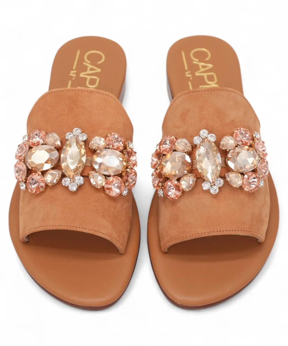 Sandalo Capri a Ciabatta in Suede con Fascia Larga-Capri Vittorio Citro-Ciabatte-Vittorio Citro Boutique