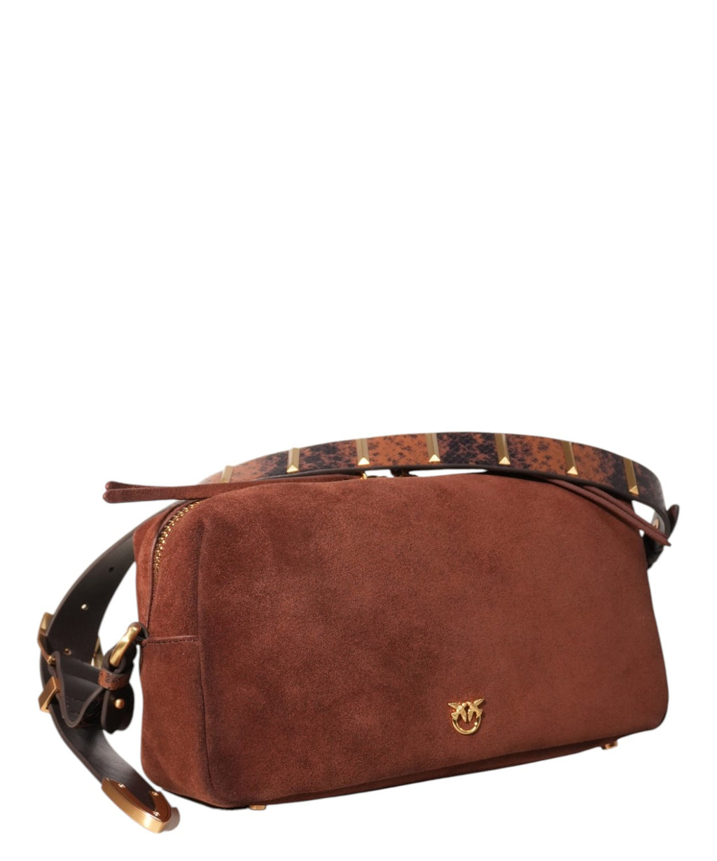 Sac Bauletto Pinko en daim avec bandoulière effet python